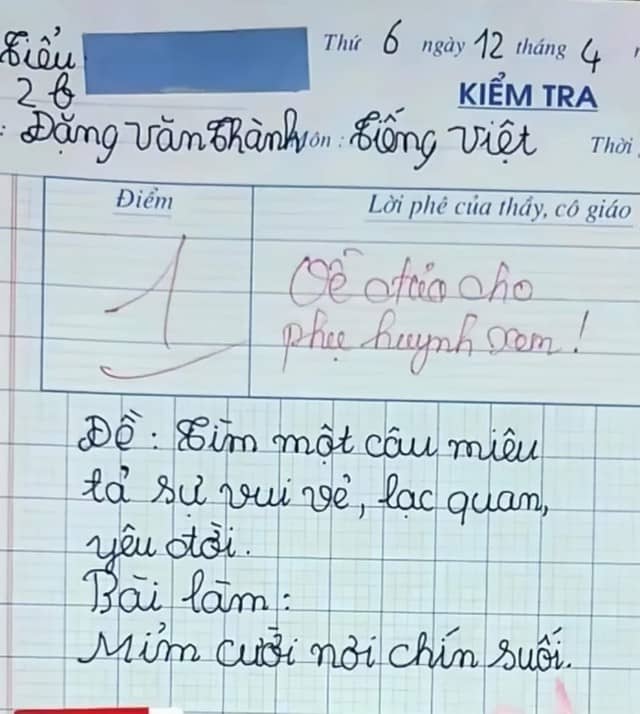 Đề văn yêu cầu miêu tả sự lạc quan, cậu bé ngoáy vài chữ, cô giáo đọc xong chỉ biết câm nín - Ảnh 1.