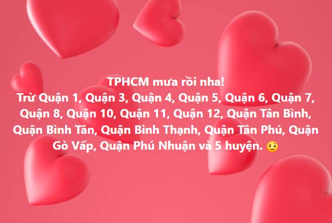 Nóng không chịu nổi, dân mạng TP.HCM mong mưa như mong mẹ đi chợ về, cập nhật tình hình “cầu mưa” liên tục ở các Quận - Ảnh 6.