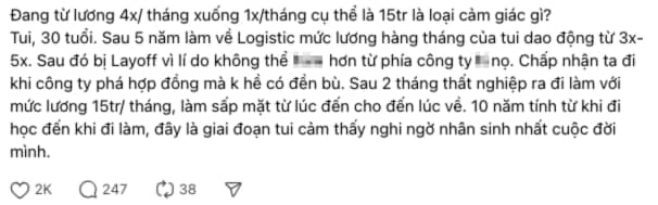 30 tuổi lương từ 40 triệu giảm đột ngột xuống còn 15 triệu: Thấy thương thân bao năm học hành, chiến đấu trong nghề - Ảnh 1.